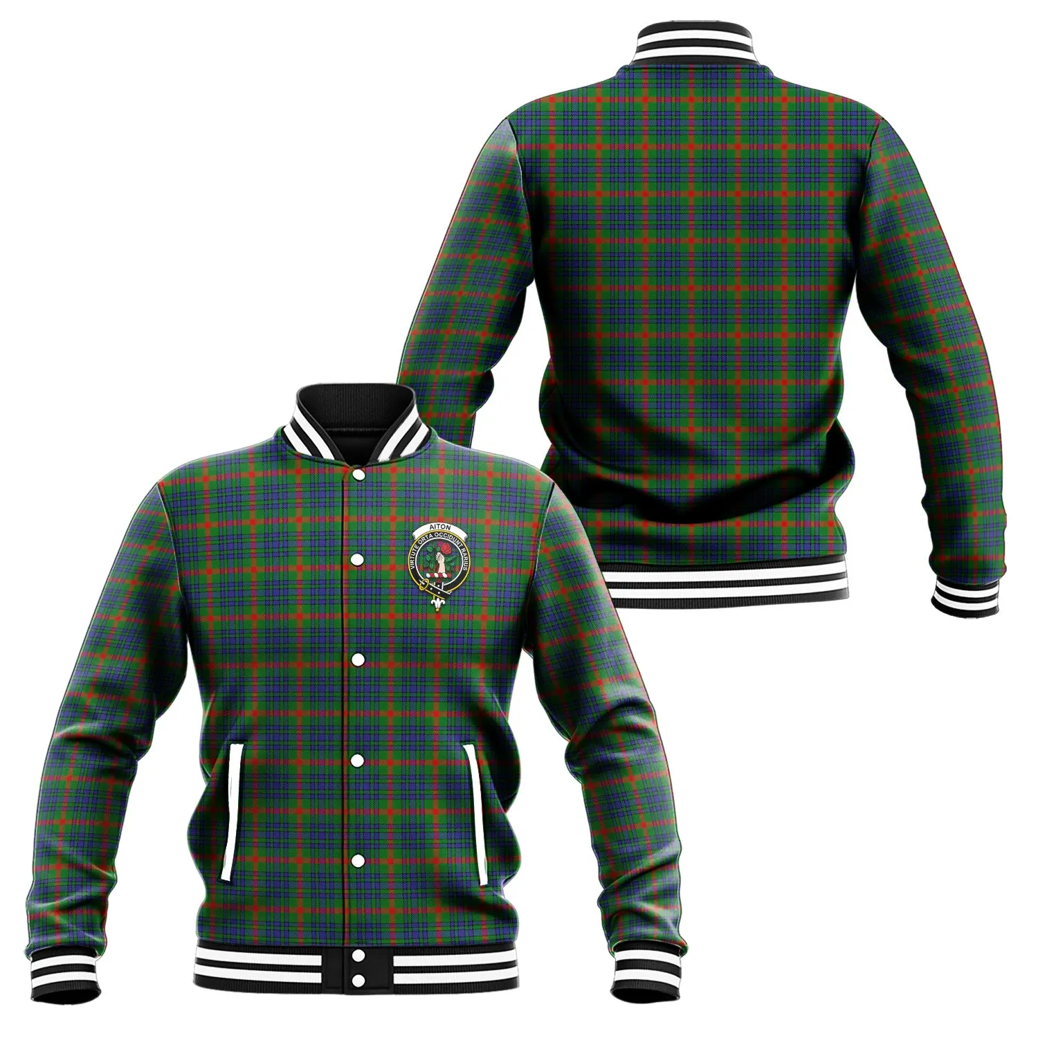 Aiton Tartan Baseball Jacket with Family Crest