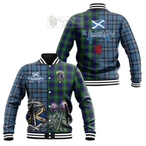 Alexander Tartan Baseball Jacket Happy St. Andrew's Day Half Tartan Style