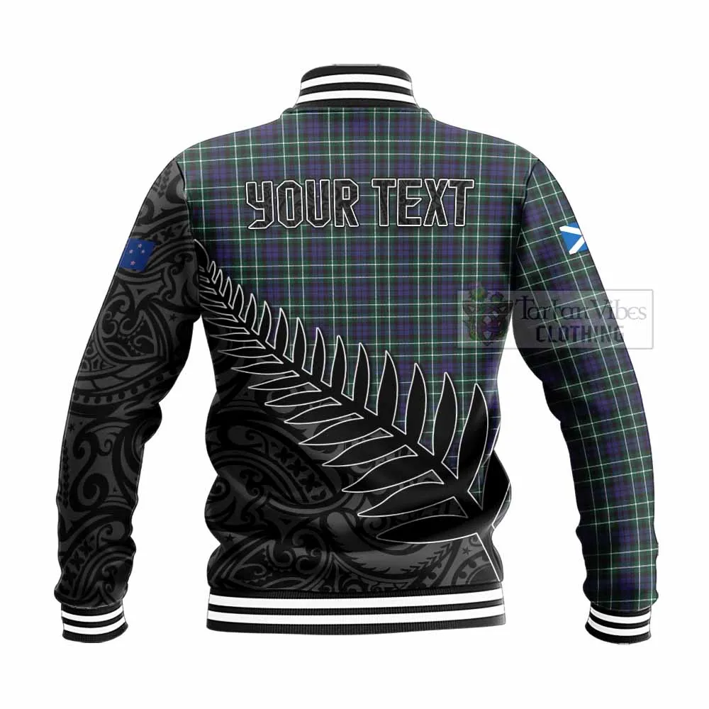 Allardice Crest Tartan Baseball Jacket with New Zealand Silver Fern Half Style