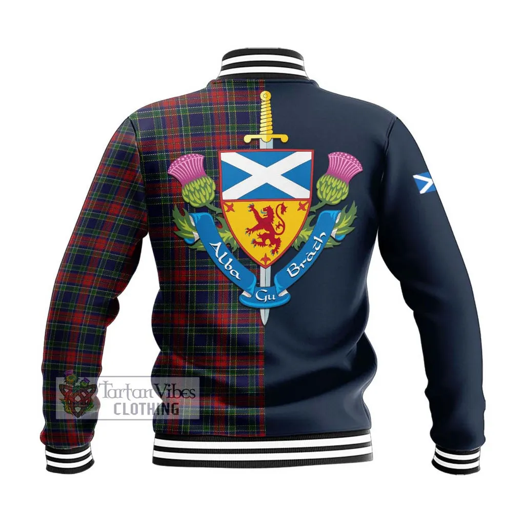Allison Red Tartan Baseball Jacket Alba with Scottish Lion Royal Arm Half Style
