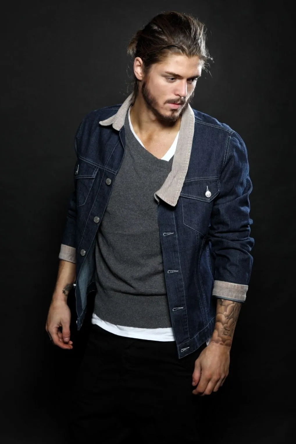Asymmetric V Neck Denim Jacket