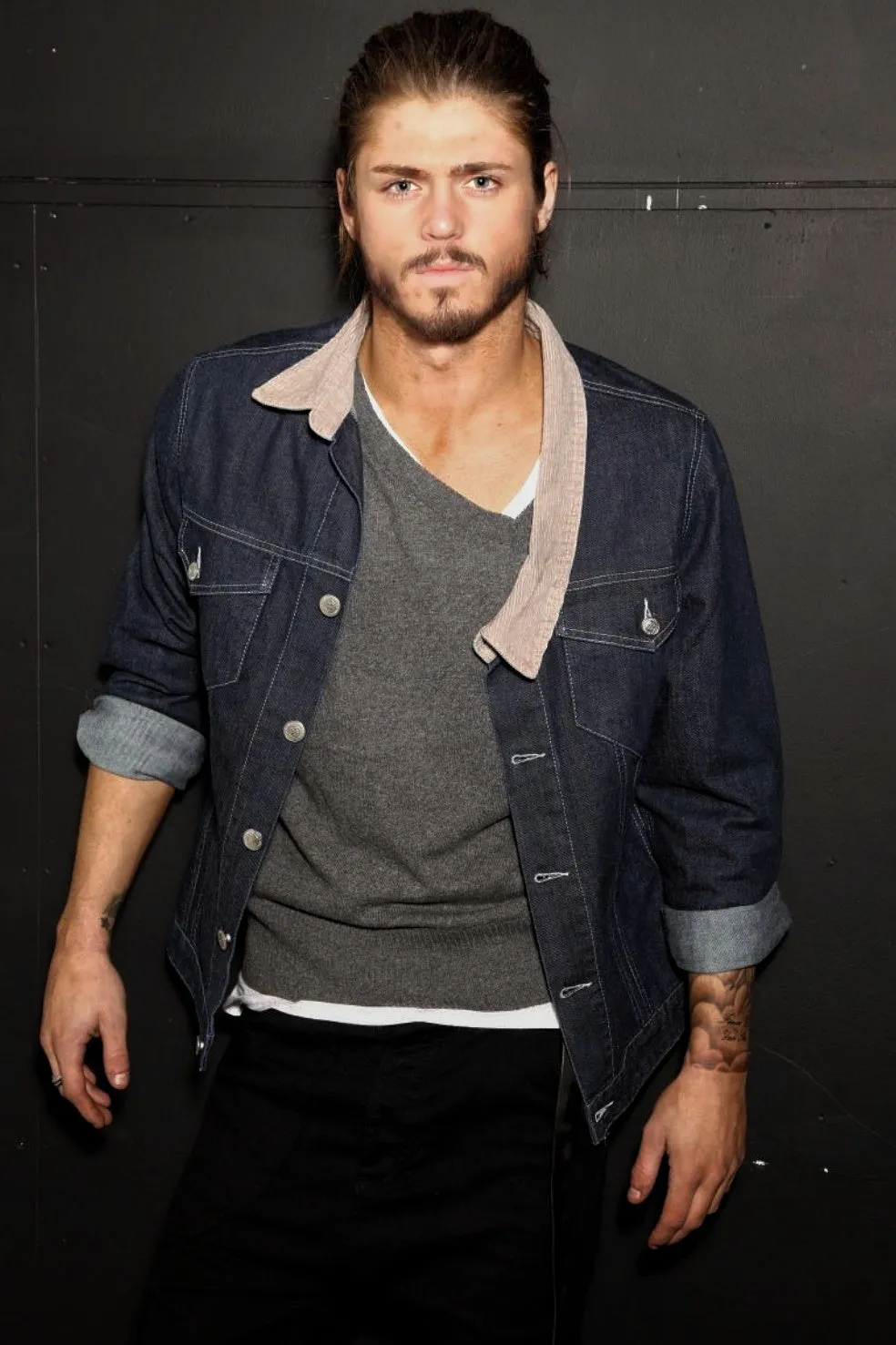 Asymmetric V Neck Denim Jacket