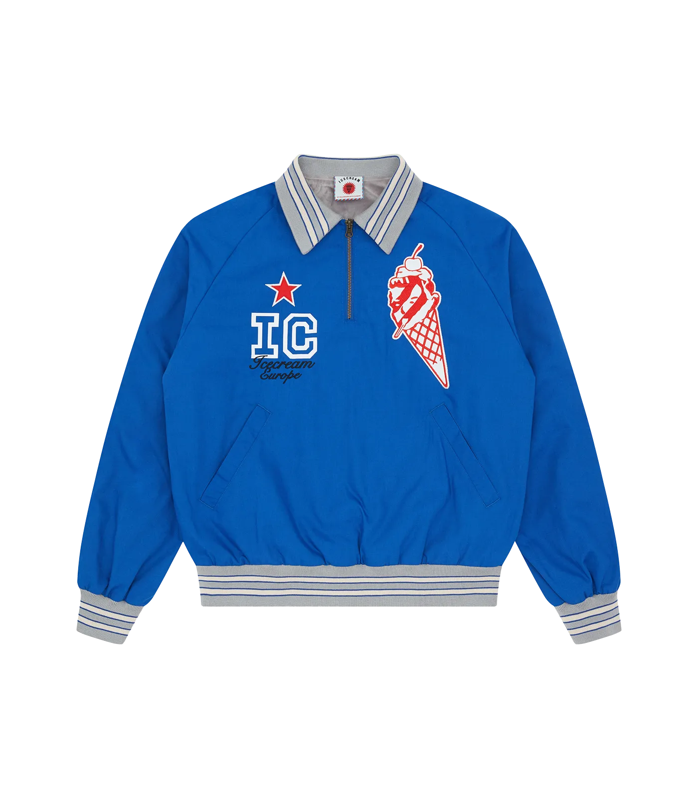 BASEBALL COLLARED BOMBER JACKET - BLUE
