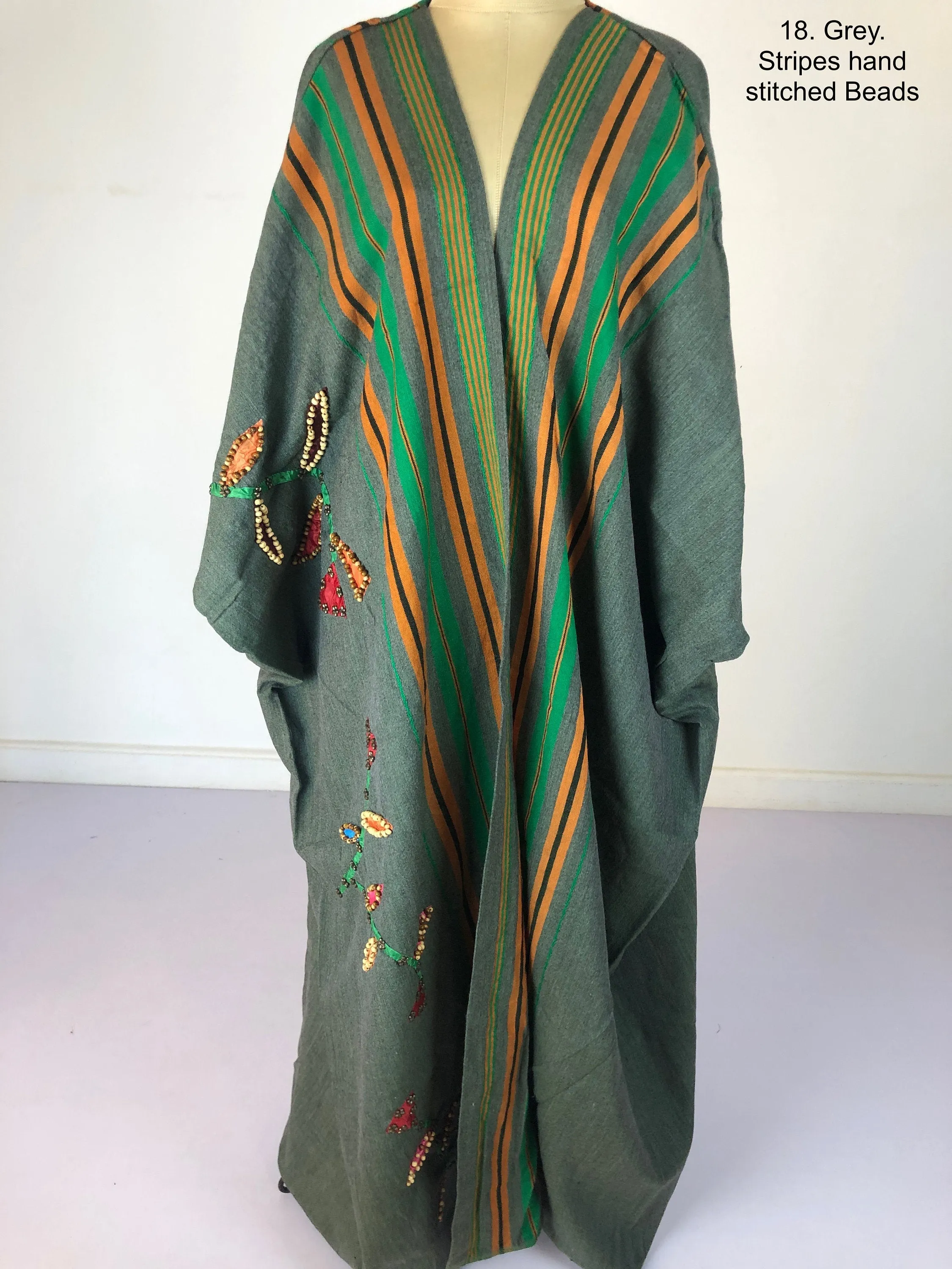 Bohemian Grey Hand loomed Wool Kimono, Oriental Kimono, Hand loomed Kimono, Kimonos, Plus size Kimono, Tribal Kimono, Bohemian Kimono