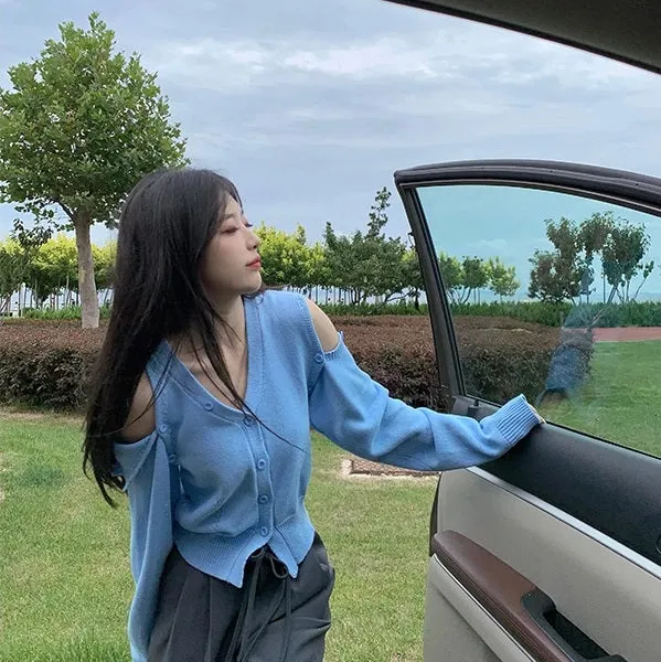 Cold-Shoulder Cardigan With Detachable Sleeves