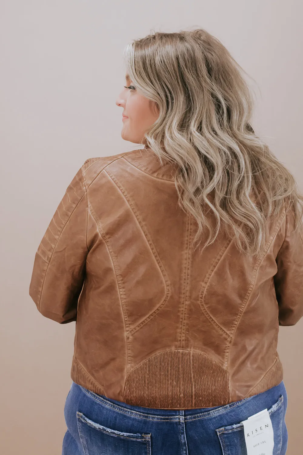 Dyed Double Zipper Leather Jacket