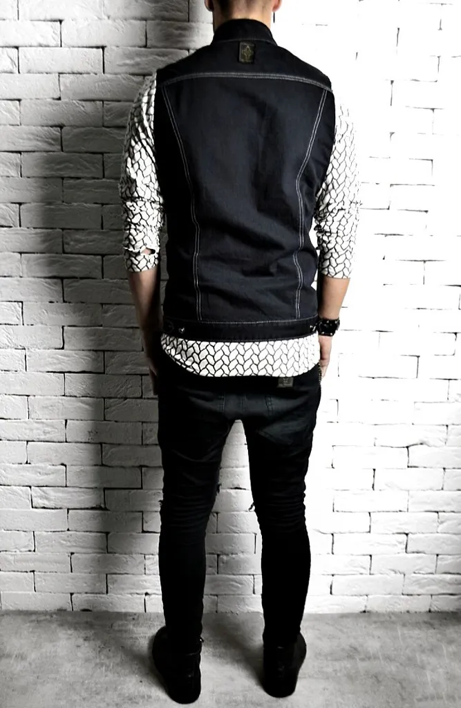 Geo Sleeved Denim Shirt