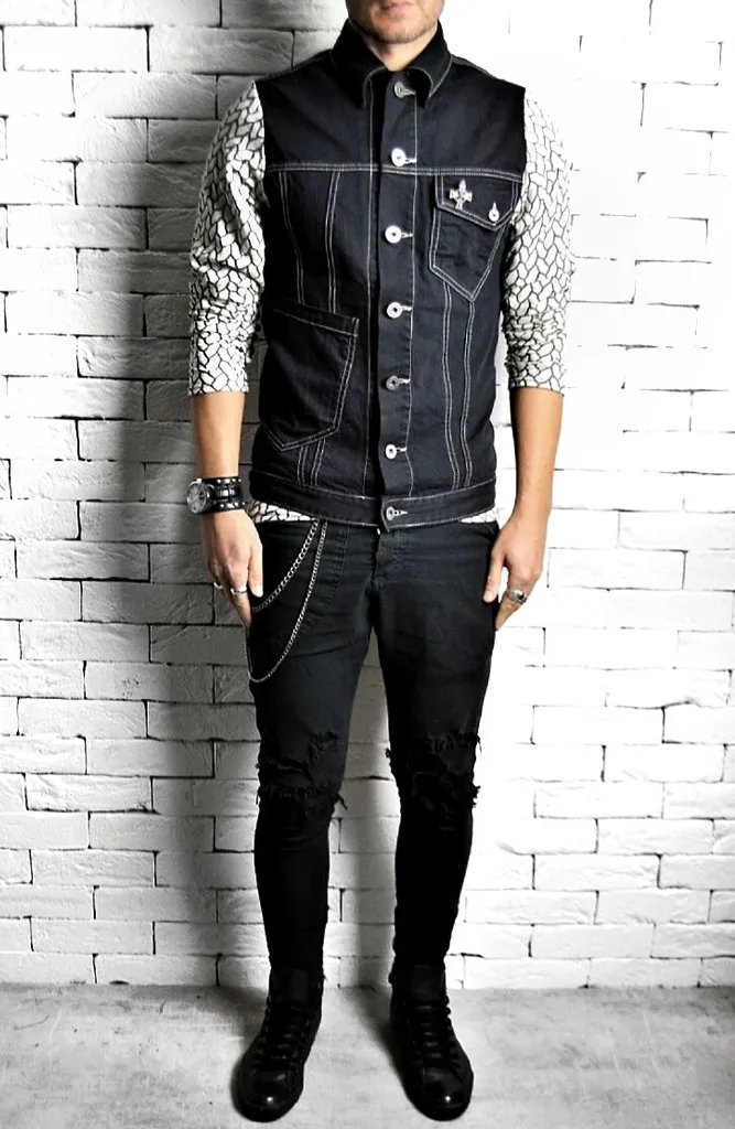 Geo Sleeved Denim Shirt