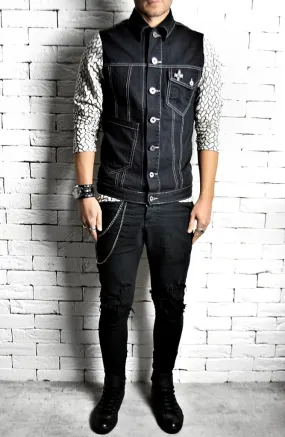 Geo Sleeved Denim Shirt