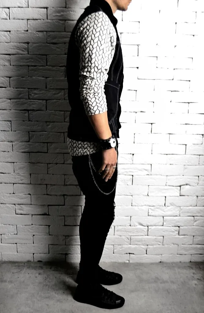 Geo Sleeved Denim Shirt