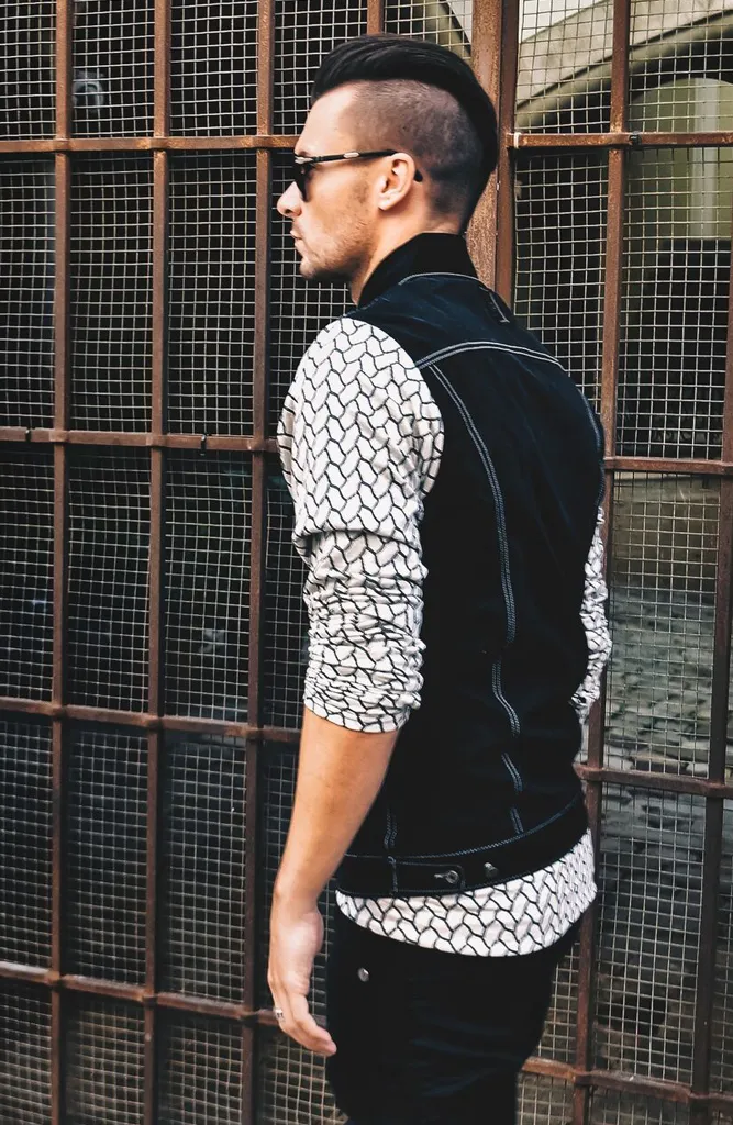 Geo Sleeved Denim Shirt