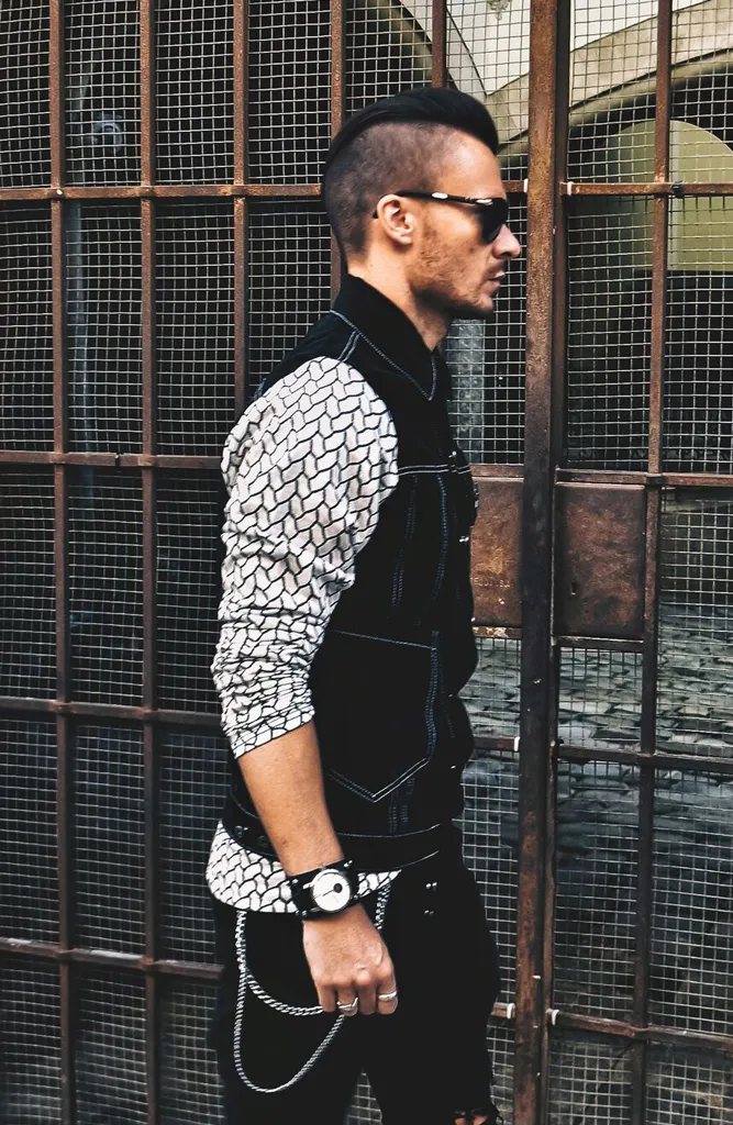 Geo Sleeved Denim Shirt