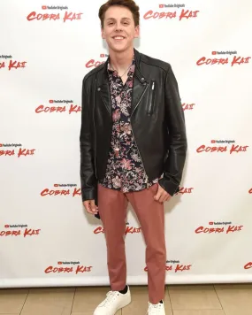 Jacob Bertrand Tv Series Cobra Kai Premiere Event Leather Jacket