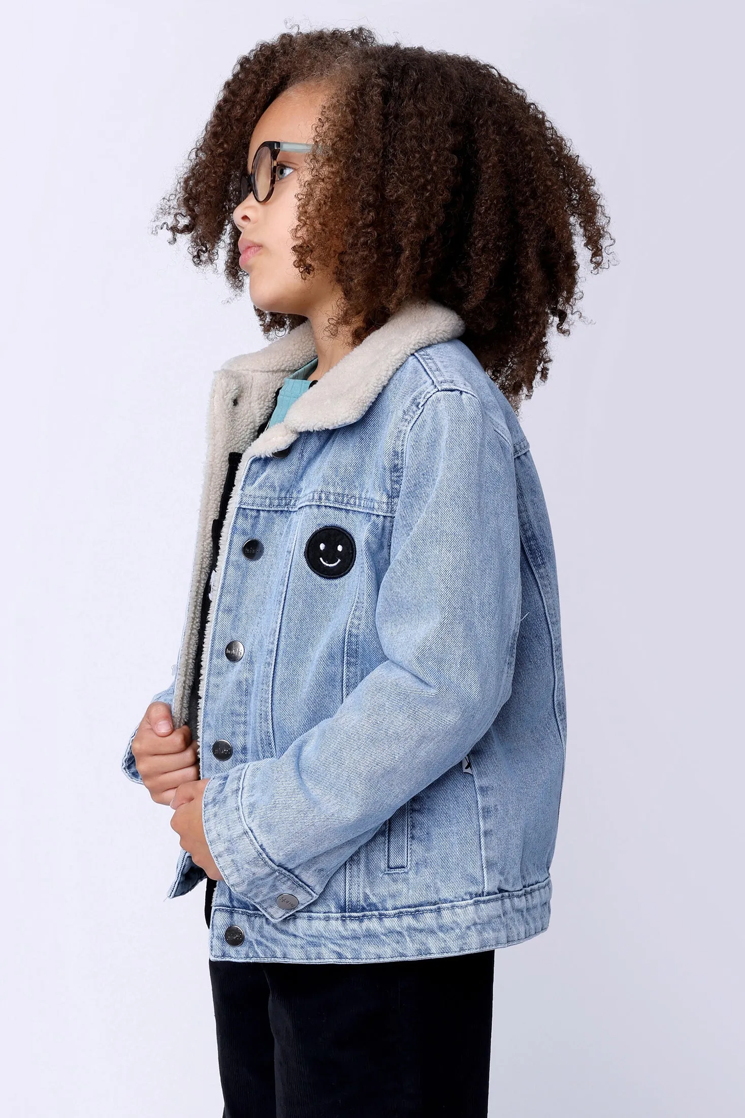 Minti | Happy Face Denim Bomber