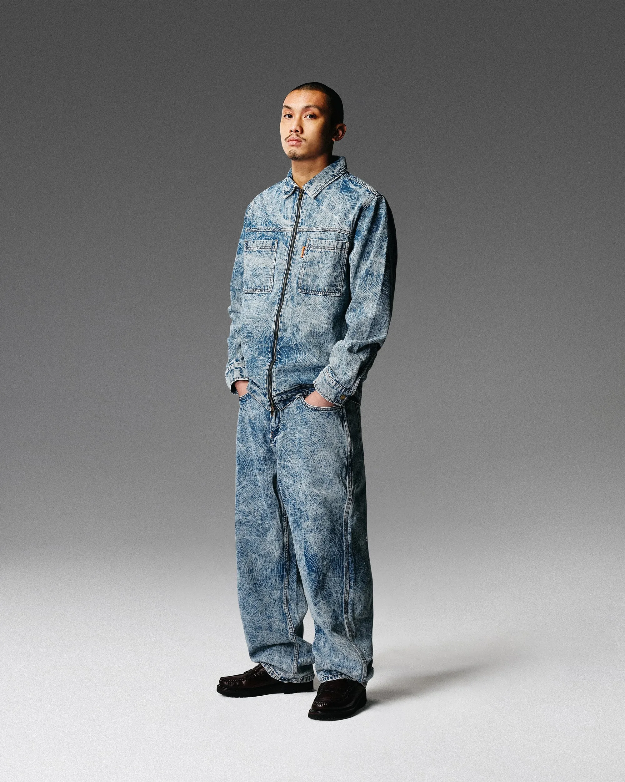 Overdye Web Denim Jacket, Acid Wash Indigo