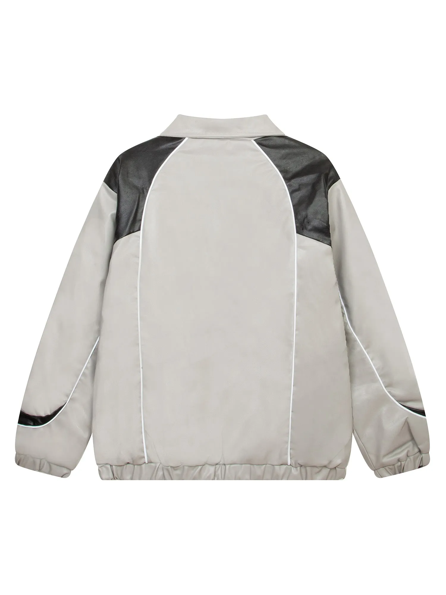 Racing Style Patchwork Leather Jacket
