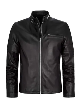 Regular Fit Black Biker Leather Jacket