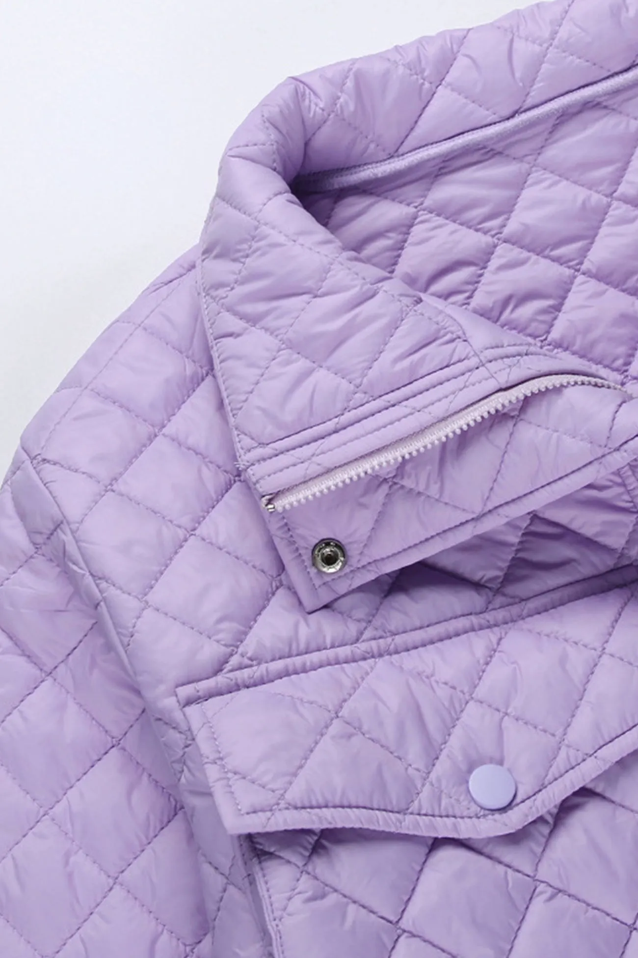 Rhombus Zipper Pocketed Jacket