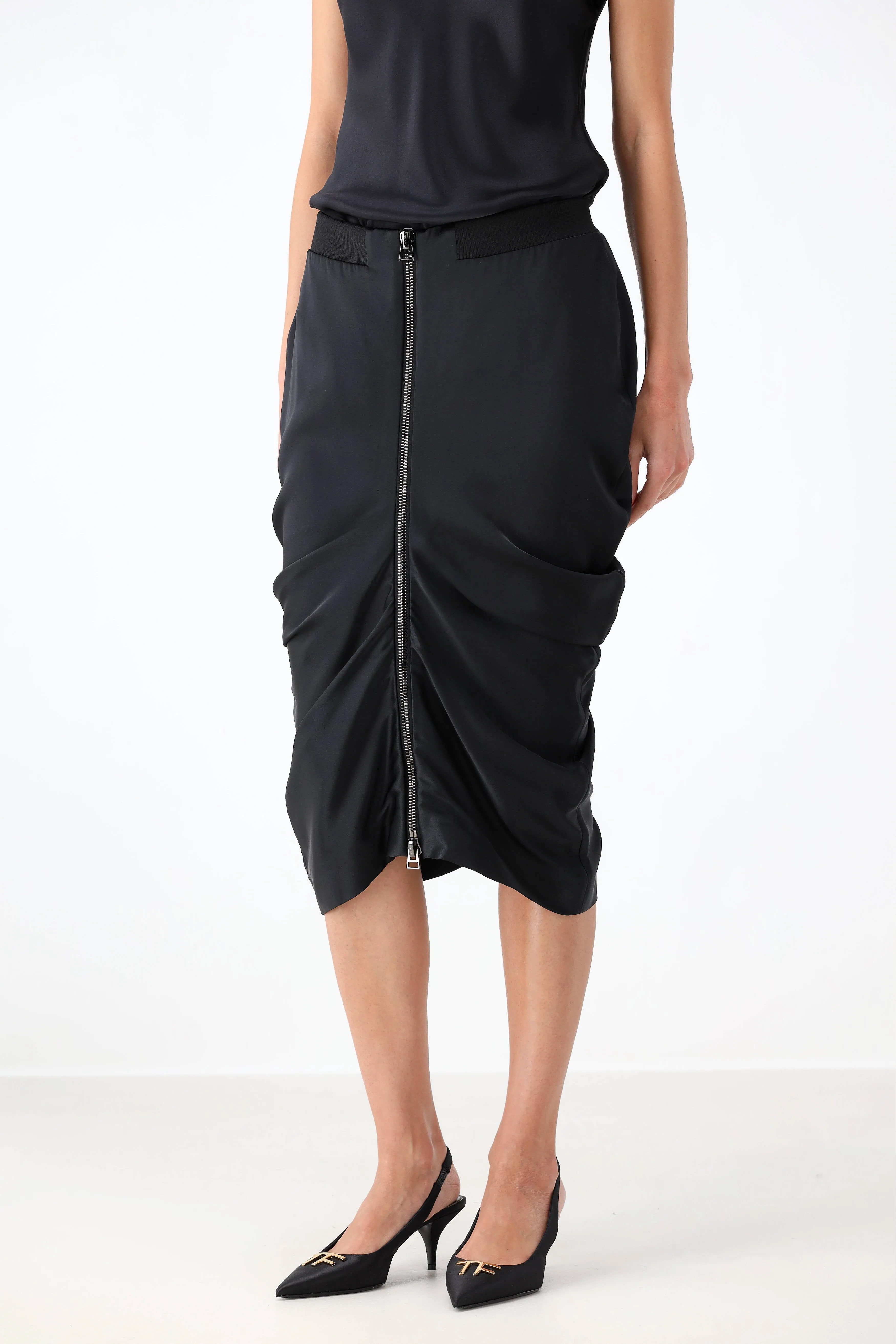 Rock mit Zipper in Schwarz