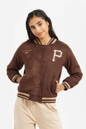 Senior Girls Brown Baseball Jacket