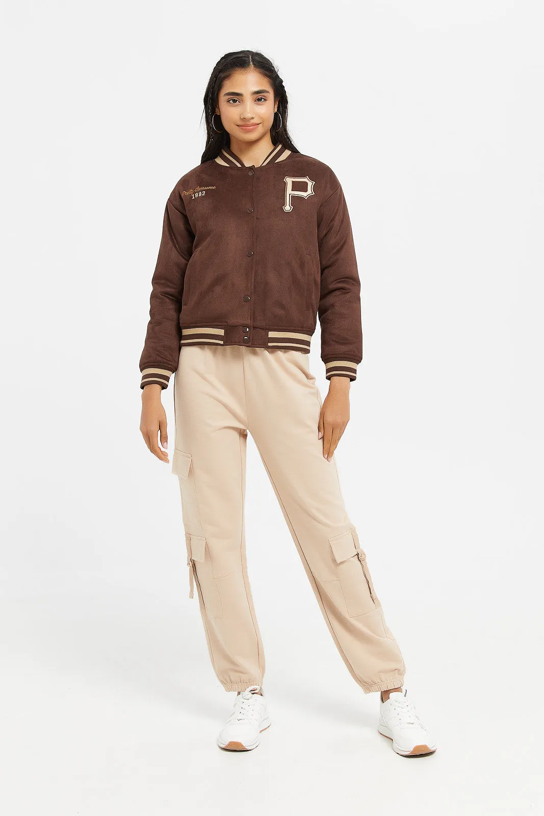 Senior Girls Brown Baseball Jacket