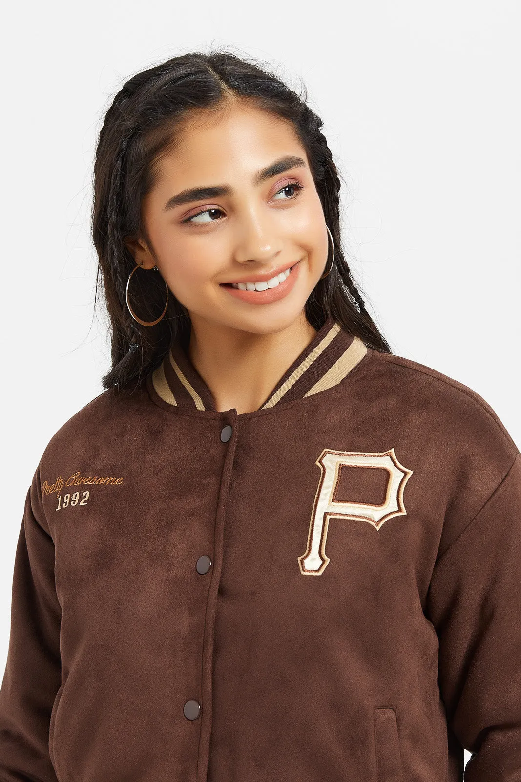 Senior Girls Brown Baseball Jacket