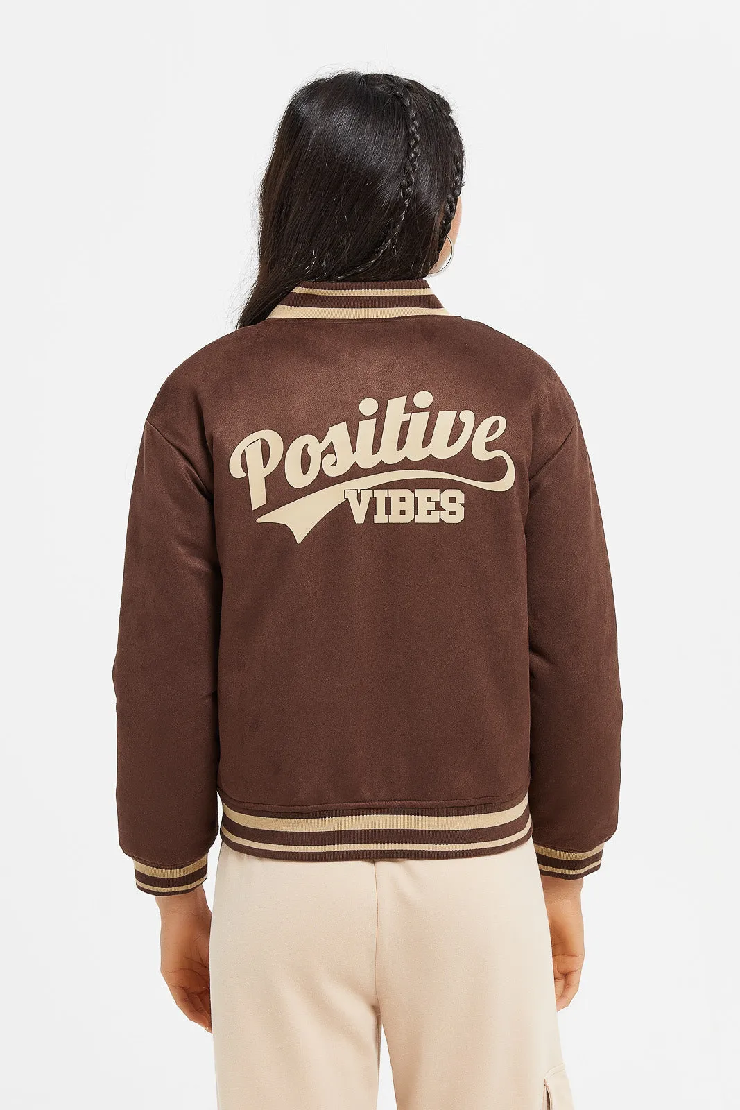 Senior Girls Brown Baseball Jacket