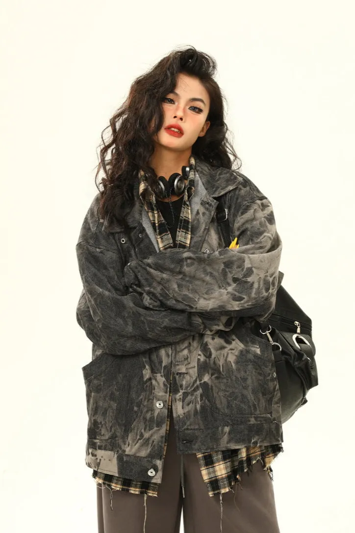 Tie-Dye Denim Loose Jacket