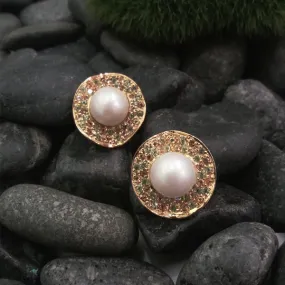 White South Sea Pearl with Pave of Citrines & Peridots Earring Jacket