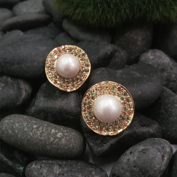 White South Sea Pearl with Pave of Citrines & Peridots Earring Jacket
